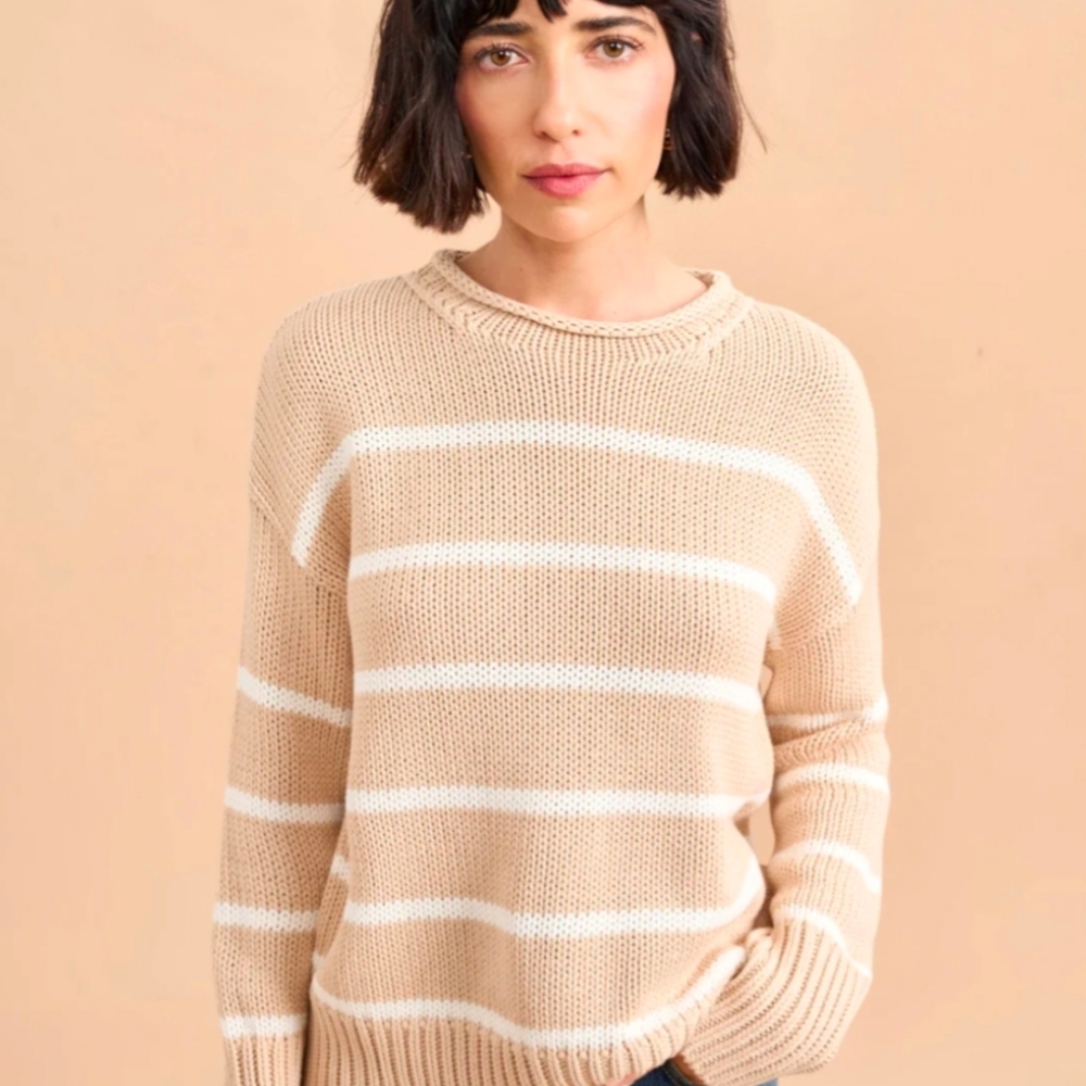 Women's Tan Striped Sweater